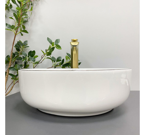 Умывальник (раковина) VBI BARI S WHITE GOLD EDGE накладной