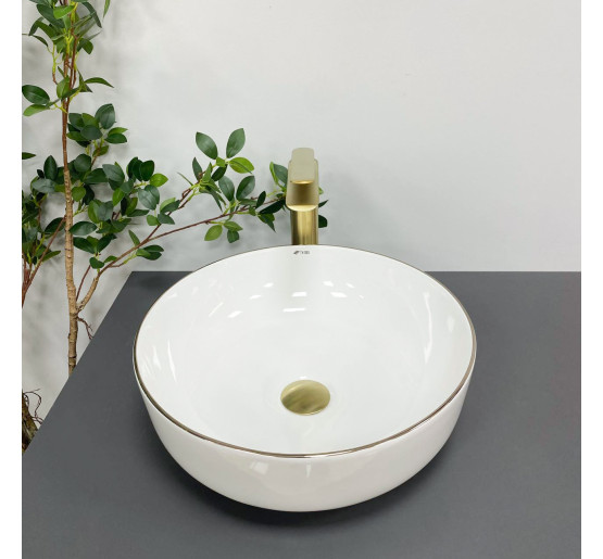 Умывальник (раковина) VBI BARI S WHITE GOLD EDGE накладной