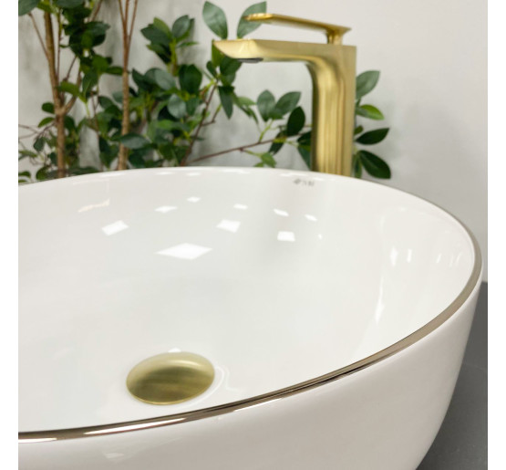 Умывальник (раковина) VBI BARI S WHITE GOLD EDGE накладной