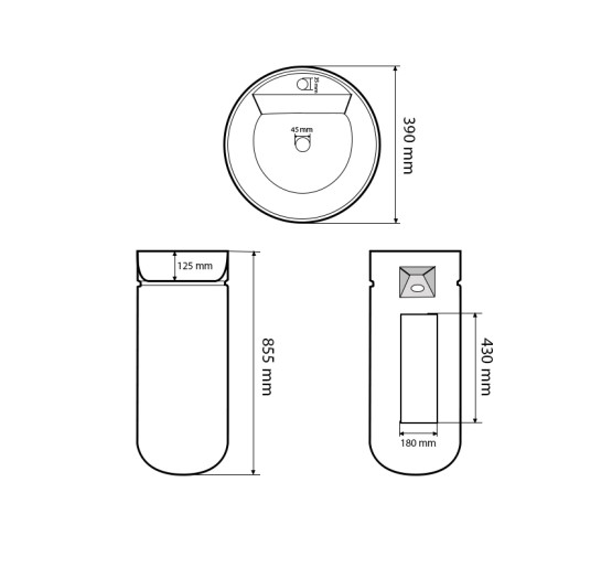 Умивальник (раковина) VBI MIRANO WHITE MATT підлоговий