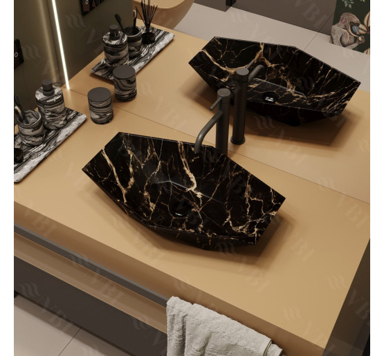 Умывальник (раковина) VBI VENEZIA S MARBLE BLACK MATT накладной