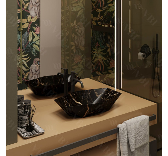 Умывальник (раковина) VBI VENEZIA S MARBLE BLACK MATT накладной