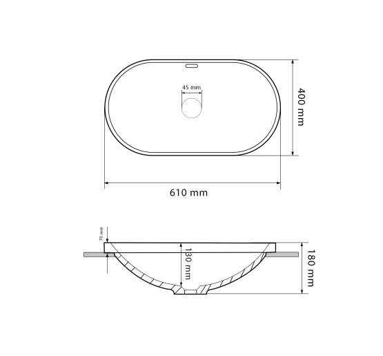 Умывальник (раковина) VBI GAETA WHITE GOLD EDGE врезной
