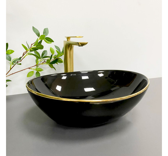 Умивальник (раковина) VBI PARMA BLACK GOLD EDGE накладний