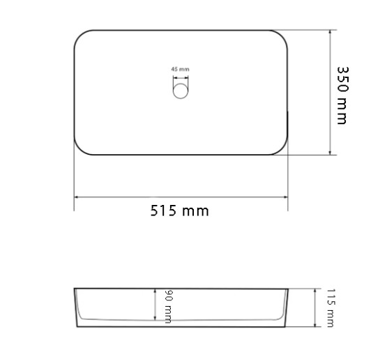 Умывальник (раковина) VBI TRIEST 50 STAINS GLOSSY накладной