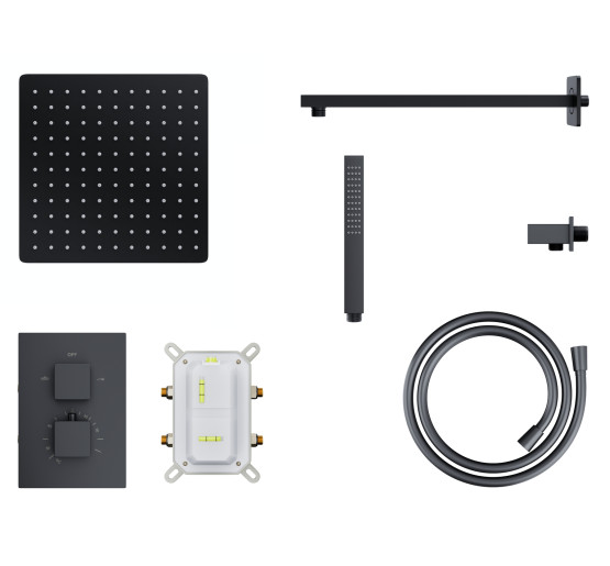 Душевая система CORSAN ADOUR BLACK с термостатом + BOX скрытого монтажа