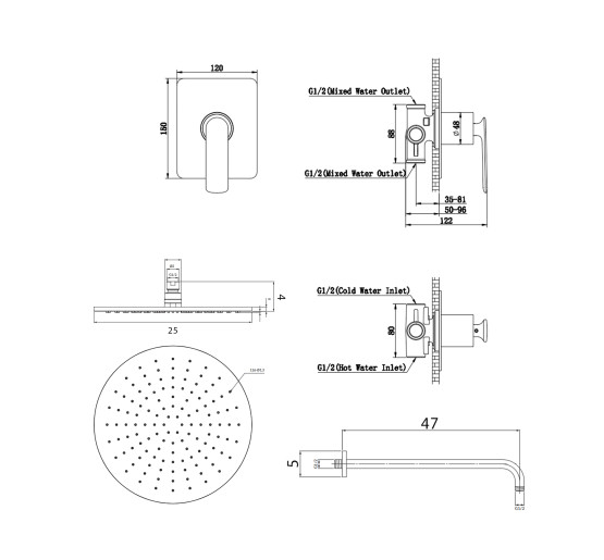 Душевая система KOHLMAN EXPERIENCE 25 BLACK + BOX скрытого монтажа