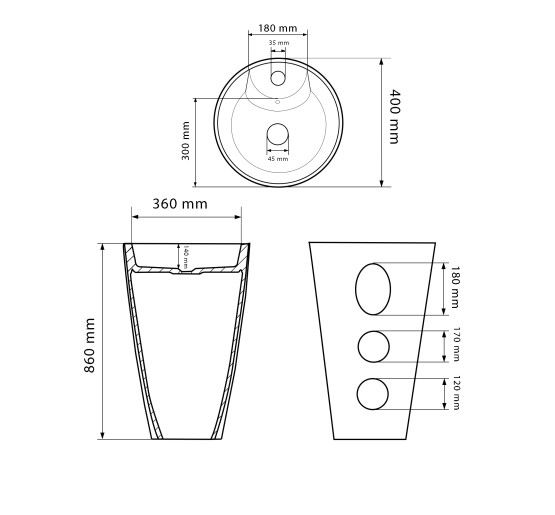 Умывальник (раковина) VBI BOLONIA WHITE напольный