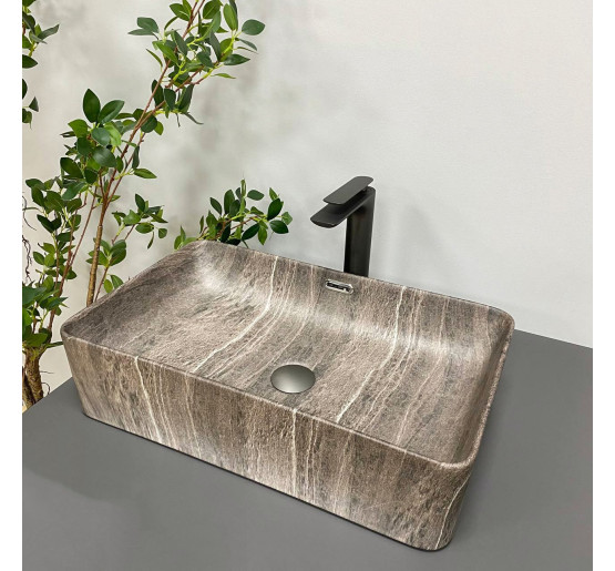 Умивальник (раковина) VBI ARABBA M DARK STONE MATT накладний
