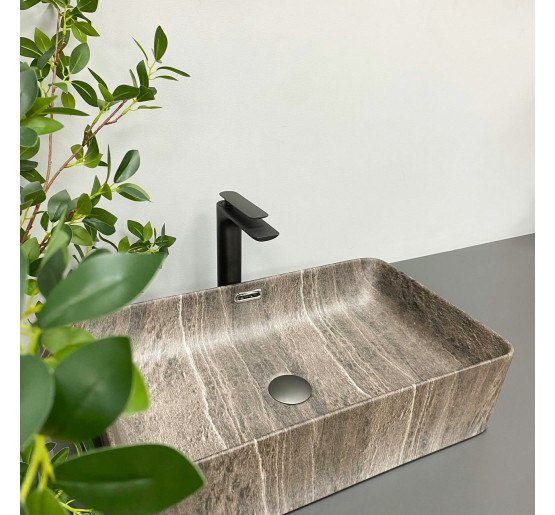 Умивальник (раковина) VBI ARABBA M DARK STONE MATT накладний