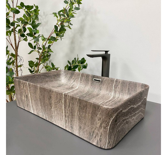 Умивальник (раковина) VBI ARABBA M DARK STONE MATT накладний