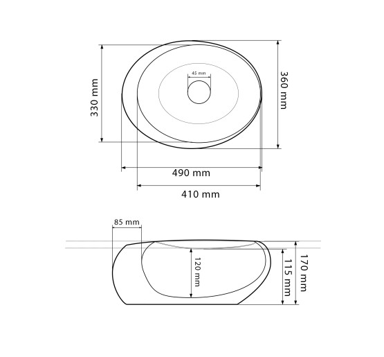 Умивальник (раковина) VBI VALIANO MARBLE BLACK MATT накладний