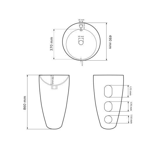 Умывальник (раковина) VBI AGROPOLI BLACK MATT напольный