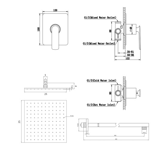 Душова система KOHLMAN EXPERIENCE 25 BLACK + BOX прихованого монтажу
