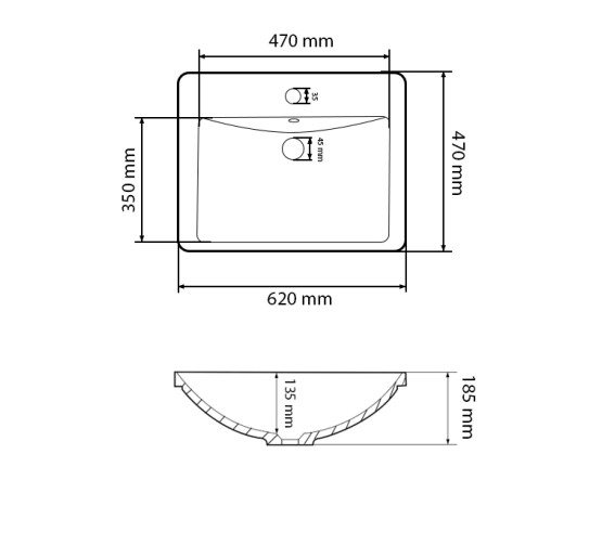 Умивальник (раковина) VBI BUSSO 60 WHITE врізний