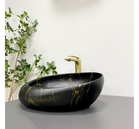 Умивальник (раковина) VBI VALIANO MARBLE BLACK MATT накладний