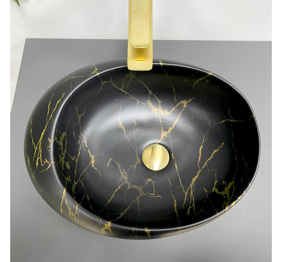 Умивальник (раковина) VBI VALIANO MARBLE BLACK MATT накладний