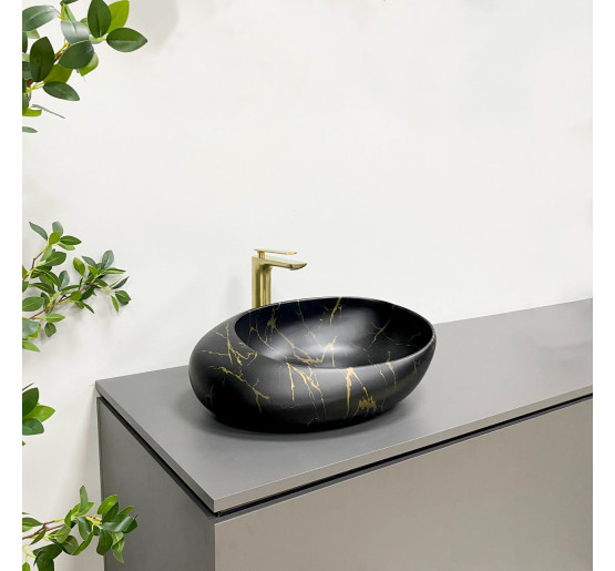 Умивальник (раковина) VBI VALIANO MARBLE BLACK MATT накладний