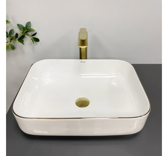Умывальник (раковина) VBI PALERMO WHITE ROSE GOLD EDGE накладной
