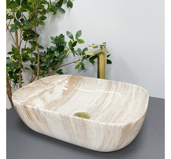 Умывальник (раковина) VBI RAVENNA TRAVERTINE GLOSSY накладной