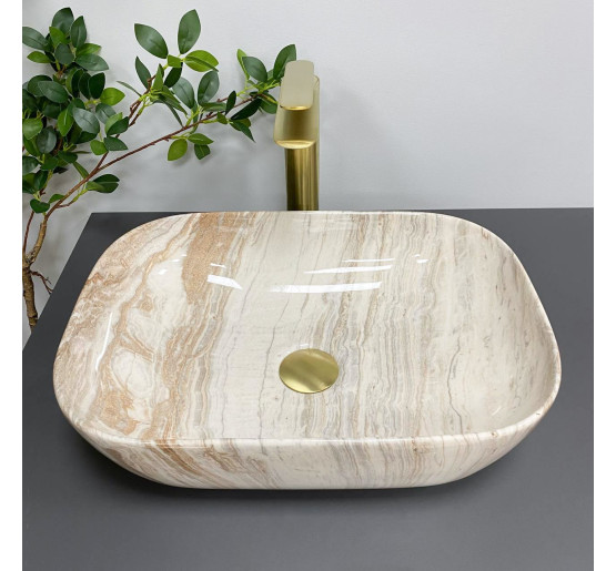 Умывальник (раковина) VBI RAVENNA TRAVERTINE GLOSSY накладной