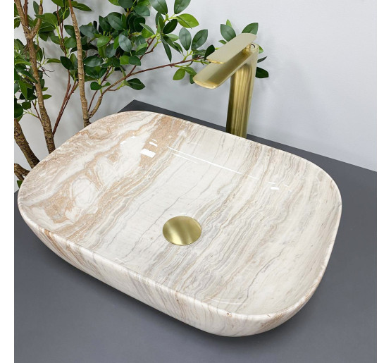 Умывальник (раковина) VBI RAVENNA TRAVERTINE GLOSSY накладной