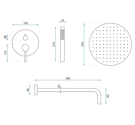 Душова система REA LUNGO WHITE MATT + BOX прихованого монтажу