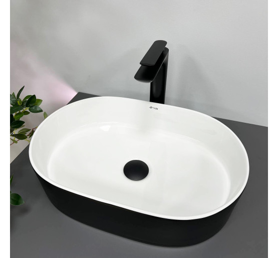 Умивальник (раковина) VBI VERONA 50 BLACK WHITE накладний