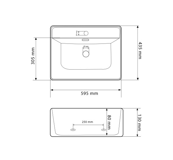 Умивальник (раковина) VBI BITONTO M WHITE накладний підвісний