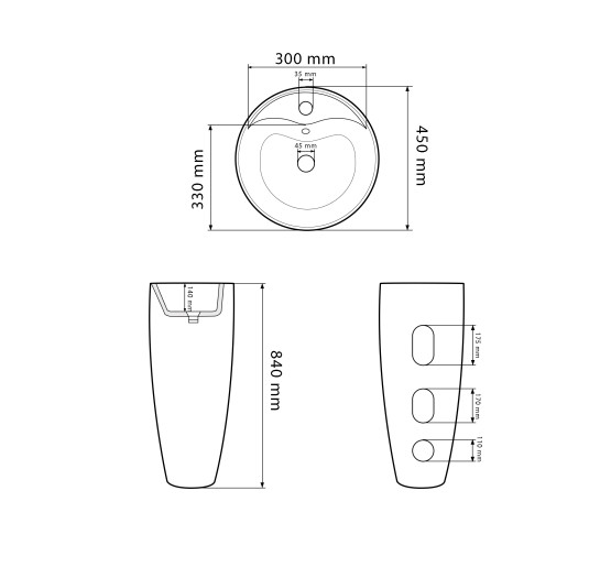 Умывальник (раковина) VBI AGRIENTO BLACK GLOSSY напольный