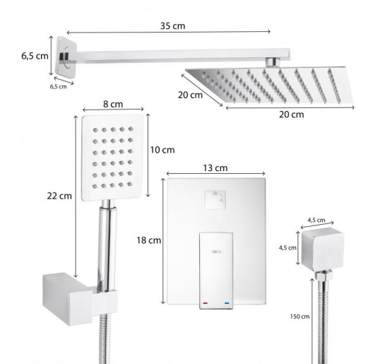 Душевая система YOKA DUAL CHROME + BOX скрытого монтажа *