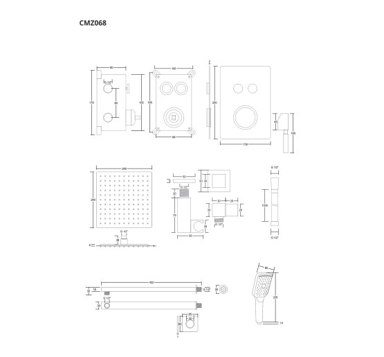 Душевая система CORSAN PLOMERIA CHROMЕ + BOX скрытого монтажа *