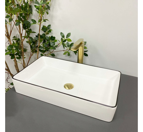 Умывальник (раковина) VBI TRIEST WHITE BLACK EDGE накладной