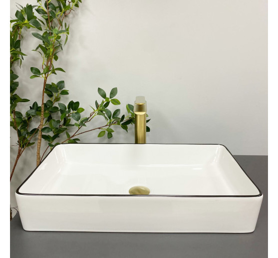 Умывальник (раковина) VBI TRIEST WHITE BLACK EDGE накладной