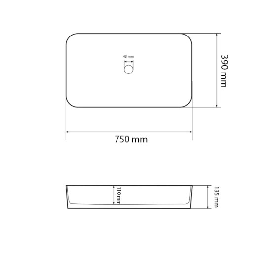 Умивальник (раковина) VBI VESTONE 75 WHITE накладний