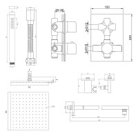 Душова система KOHLMAN EXCELENT 30 CHROME з термостатом + BOX прихованого монтажу