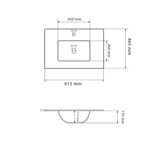 Умивальник (раковина) VBI MORTARA 60 WHITE врізний