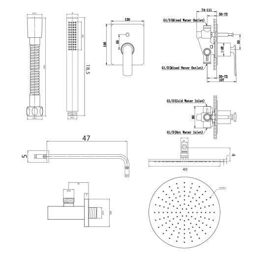 Душова система KOHLMAN EXPERIENCE 40 CHROME + BOX прихованого монтажу