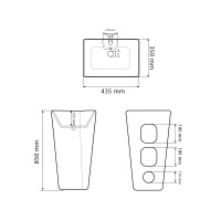 Умивальник (раковина) VBI VERESE BLACK GLOSSY напольний