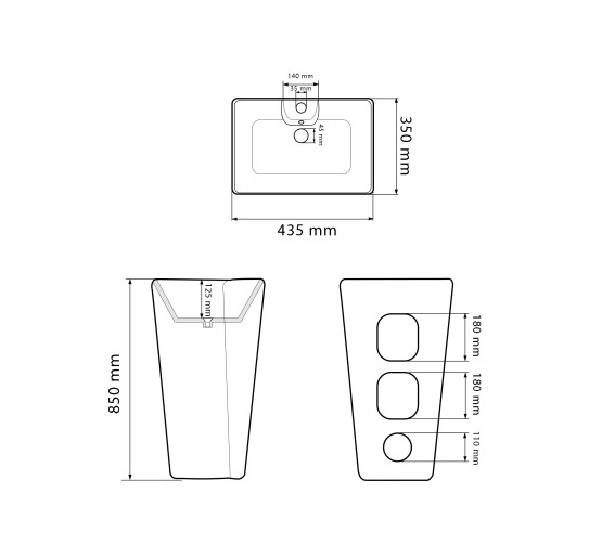 Умивальник (раковина) VBI VERESE BLACK GLOSSY напольний