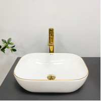 Умивальник (раковина) VBI RAVENNA WHITE GOLD EDGE накладний