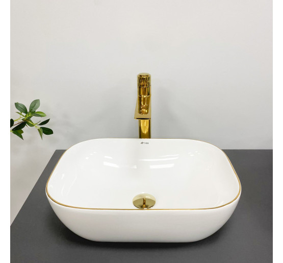 Умывальник (раковина) VBI RAVENNA WHITE GOLD EDGE накладной