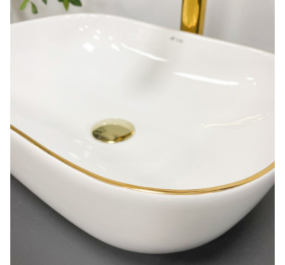 Умывальник (раковина) VBI RAVENNA WHITE GOLD EDGE накладной