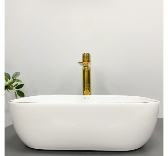 Умывальник (раковина) VBI RAVENNA WHITE GOLD EDGE накладной