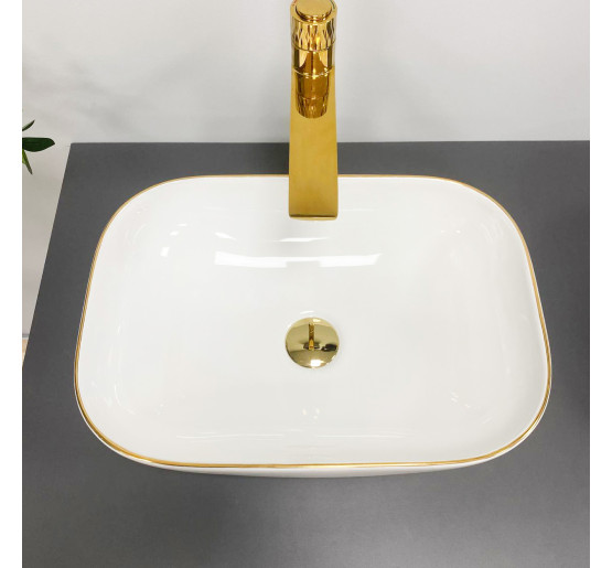 Умывальник (раковина) VBI RAVENNA WHITE GOLD EDGE накладной