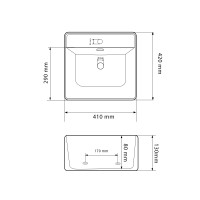Умивальник (раковина) VBI BITONTO S WHITE накладний підвісний