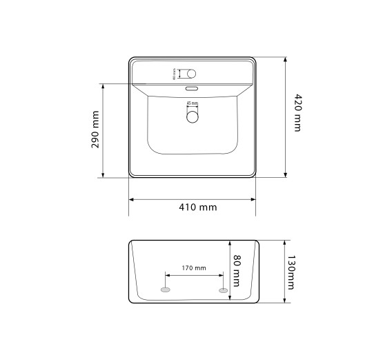Умивальник (раковина) VBI BITONTO S WHITE накладний підвісний