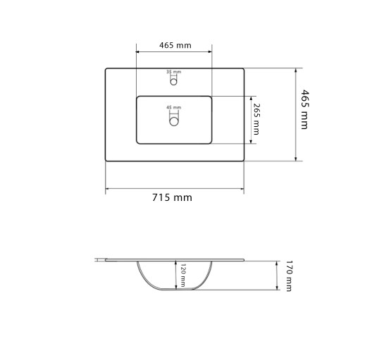Умивальник (раковина) VBI MORTARA 70 WHITE врізний