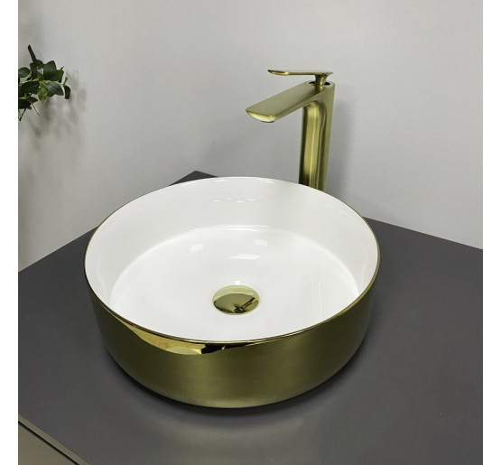 Умивальник (раковина) VBI PRATO GOLD WHITE накладний