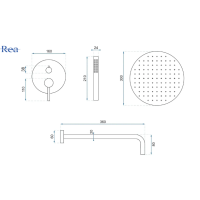 Душевая система REA LUNGO BLACK GLOSSY + BOX скрытого монтажа *